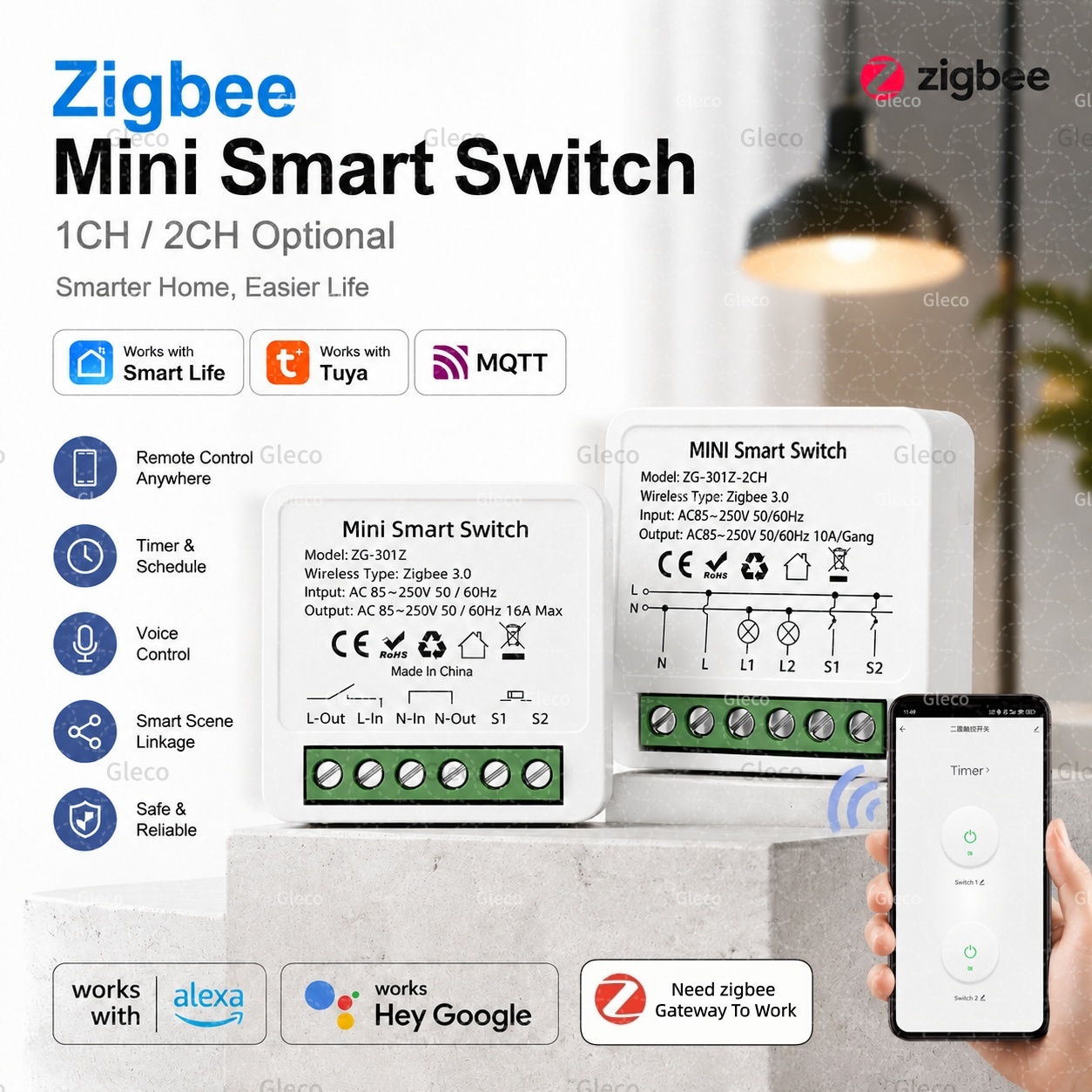 Smart Home Hub 2 - Interruptor Inteligente Zigbee Tuya Smart Life