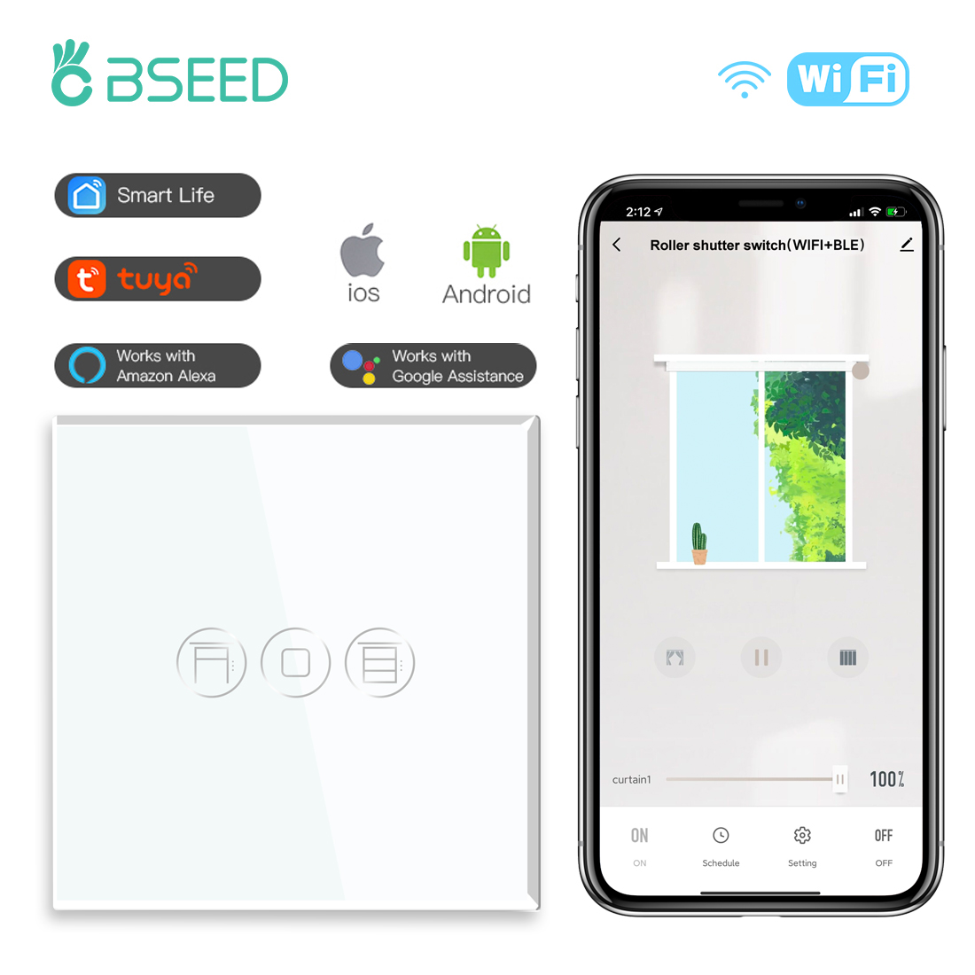 Smart Home Yellow - Bseed-interruptor inteligente de persiana com wi-fi,
