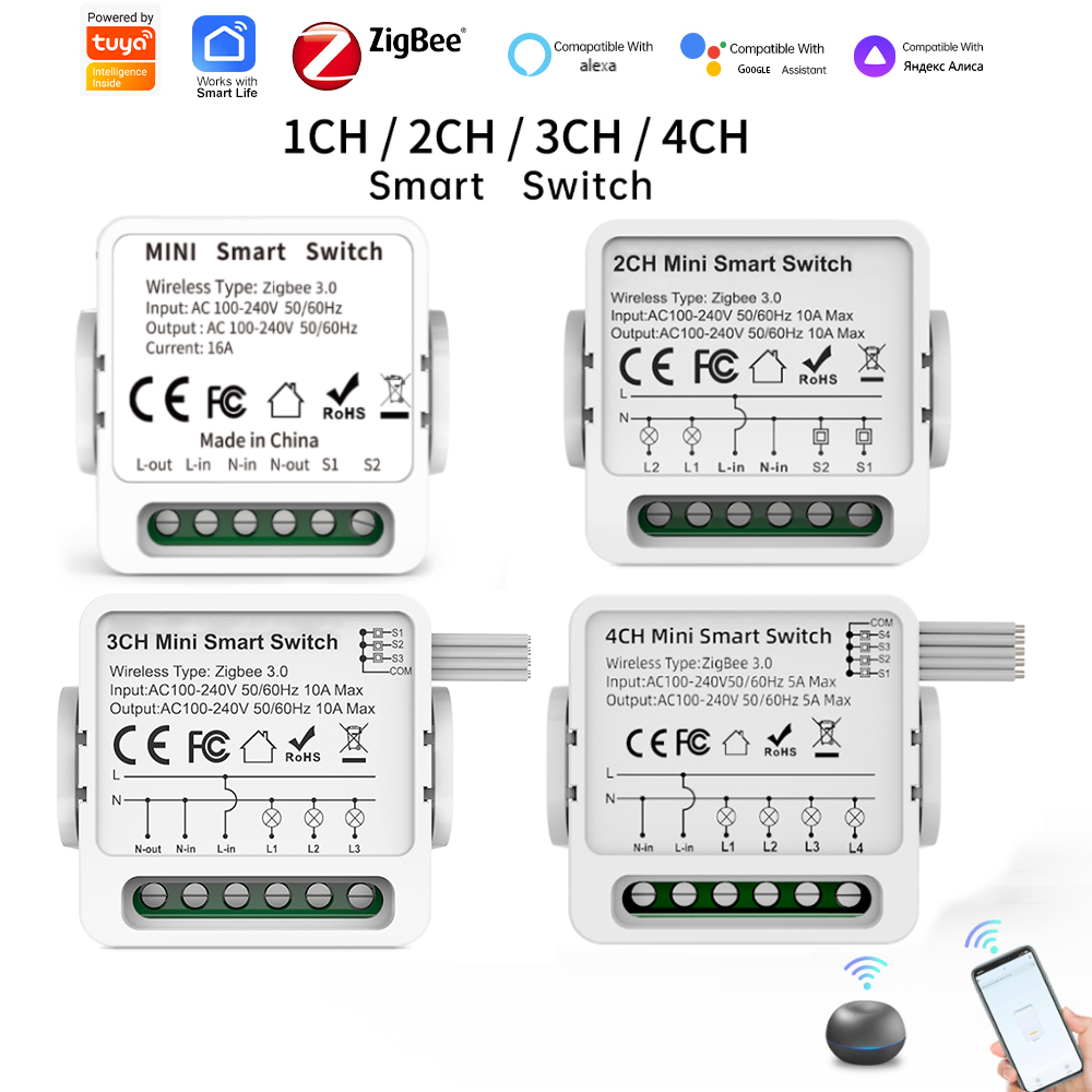 Smart Home Internet - Interruptor Inteligente Tuya Zigbee 3.0 1/2/3/4