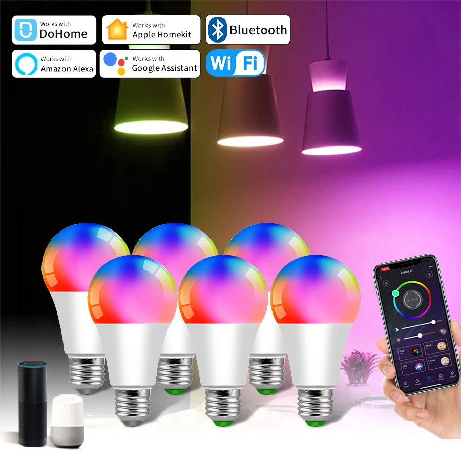 Smart Home Yellow - Dohome wifi bluetooth lâmpada inteligente alexa