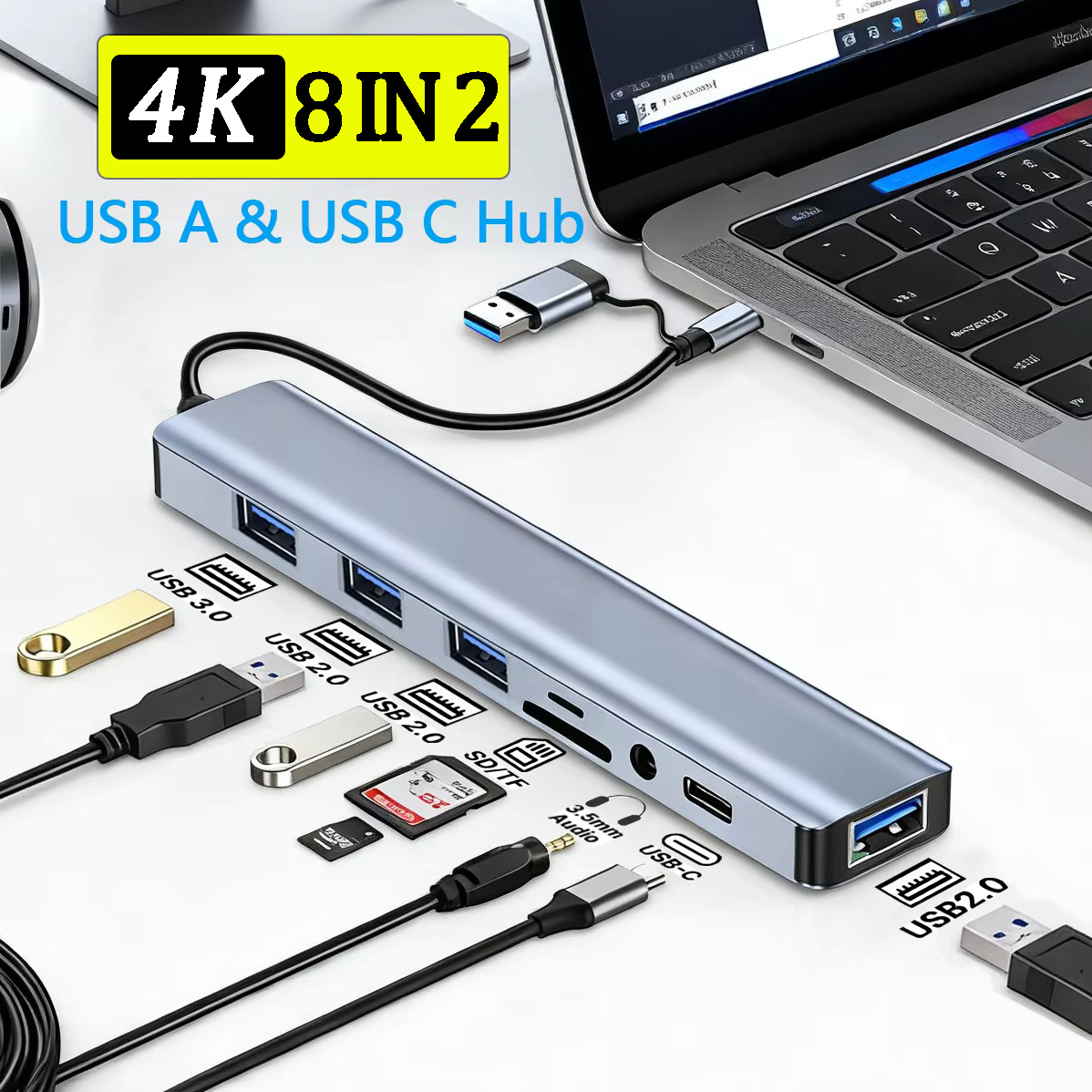 Smart Home Hub 2 - Hub USB-C 8 em 2, Adaptador