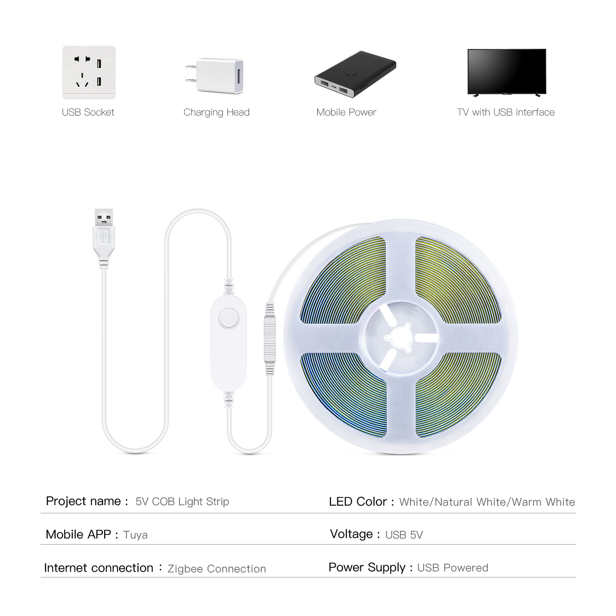 ZigBee COB LED Strip Smart Tuy - Smart Home Yellow avaliação e preço