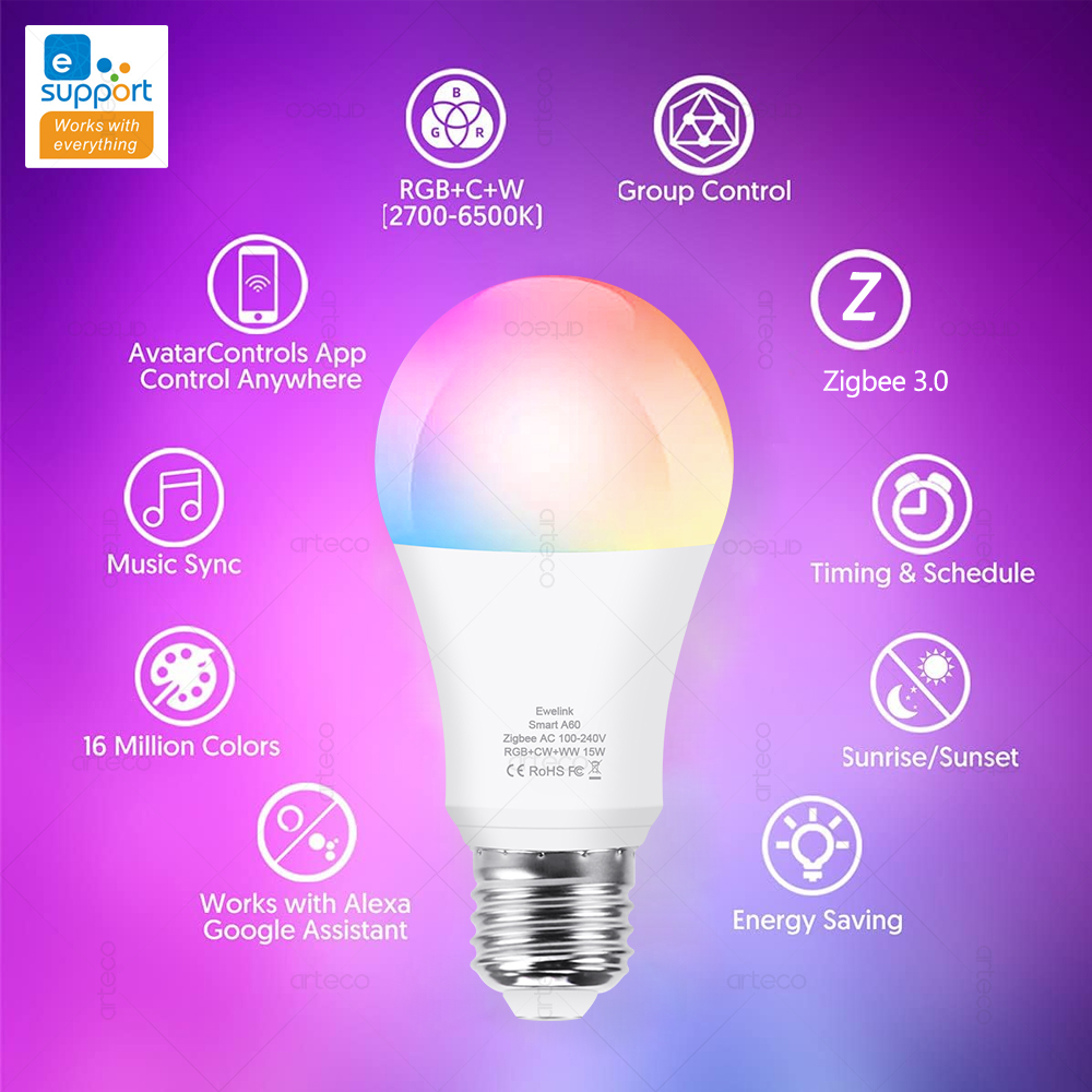 15w 18w e27 zigbee lâmpadas in - Smart Home Yellow avaliação e preço